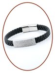 JB Memorials Edelstahl PU Leder Fingerabdruck Asche Armband - IM001V
