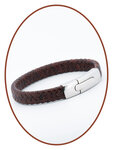 JB Memorials Edelstalen RVS Vintage Lederen Heren As Armband - VAS004E