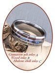 JB Memorials Naturline Holz / Abalone Shell Wolfram Asche Ring - WR006