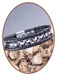 JB Memorials Edelstahl Leder Terahertz Perlen Asche Armband - ZAS014QA