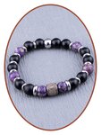 JB Memorials Assembled Synthetic Charoite and Pyrite Beads-Asche-Armband - KHA035