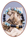 Assembled Silver Line Turquoise - Onyx Beads Asche Armband KHA044