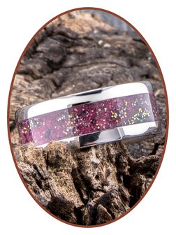 JB Memorials Edelstahl Design Unisex Asche Ring &#039;Rose Red/Pink&#039; - CRA009