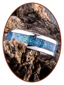 JB Memorials Edelstahl Design Unisex Asche Ring &#039;Bright Blue Green&#039; - CRA008