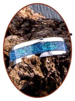 JB Memorials Edelstahl Design Unisex Asche Ring 'Bright Blue Green' - CRA008