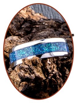 JB Memorials Edelstahl Design Unisex Asche Ring &#039;Bright Blue Green&#039; - CRA008