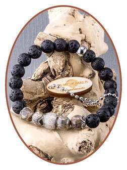 JB Memorials Lava und Tibetische Perlen Asche-Armband - KHA019