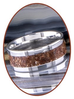JB Memorials Edelstahl Design Unisex Asche Ring &#039;Petrified Wood&#039; 6/8mm wide - CRA025