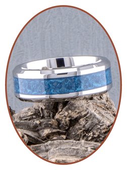 JB Memorials Edelstahl Design Unisex Asche Ring &#039;Sky Blue Glow&#039; 6/8mm breit- CRA013