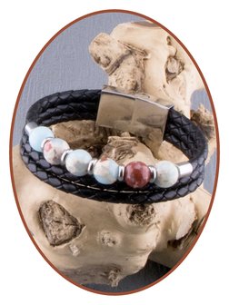 JB Memorials Edelstahl Leder (Perlen Wahl) Asche Armband - ZAS014KM