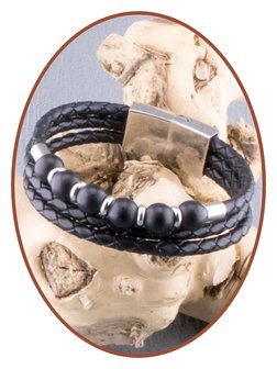 JB Memorials Edelstahl Leder (Perlen Wahl) Asche Armband - ZAS014KM