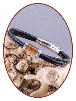 JB Memorials Edelstahl Leder Herren &#039;Oak Wood&#039; Asche Armband - PP002A