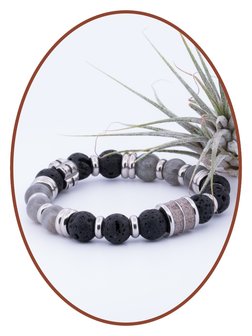 JB Memorials Labradorite/Lava Herren-Asche-Armband - KHA003