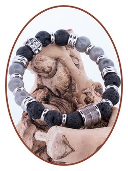 JB Memorials Labradorite/Lava Herren-Asche-Armband - KHA003