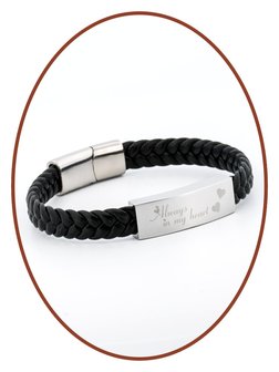 JB Memorials Edelstahl PU Leder Asche Armband - IM001