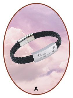 JB Memorials Edelstahl PU Leder Fingerabdruck Asche Armband - IM001V