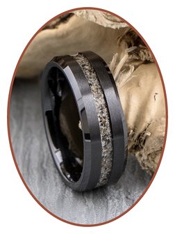 Tungsten Carbide Wolfram &#039;Satin Black&#039; Design  Asche Ring - RB048TB