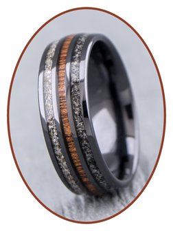 JB Memorials Exclusive Natureline Ceramic Zirkonium / Wood Duo As Ring - WR015