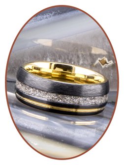 Tungsten Carbide Design Gold / Schwarz Asche Ring 8mm - WR016H