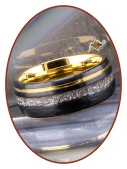 Tungsten Carbide Design Gold / Schwarz Asche Ring 8mm - WR016H