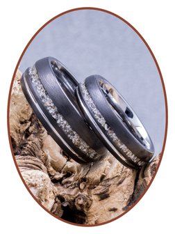 Tungsten Carbide Design Silber / Schwarz Asche Ring 6mm - WR017D