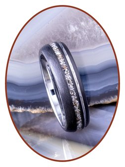 Tungsten Carbide Design Silber / Schwarz Asche Ring 8mm - WR017H