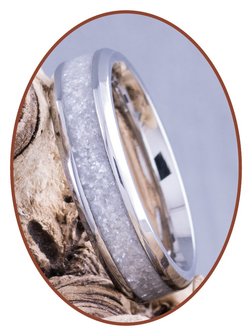 Farbiger Asche Gedenk Ring - &#039;Silver White&#039; - 6 oder 8mm breit - CRA004SW-4M2B