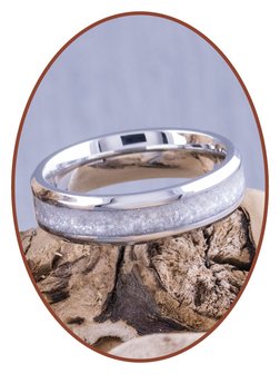 Farbiger Asche Gedenk Ring - &#039;Silver White&#039; - 6 oder 8mm breit - CRA004SW-4M2B