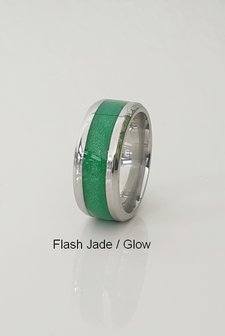 JB Memorials Edelstahl Design Unisex Asche Ring &#039;Multi Color Glow&#039; 6 oder 8mm Breit - CRA017