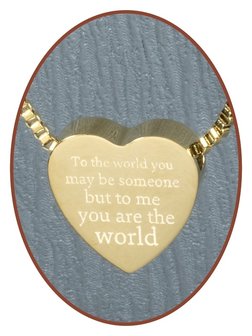 Edelstalen/RVS &#039;To me you are the world&#039; Hart Ashanger Goudkleur - G304-4