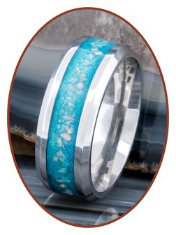 Asche Ring &#039;Blue Heaven&#039; - 6 oder 8mm Breite - CRA018-4M2B