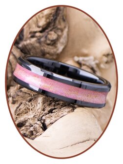 Asche Ring - &#039;Pink Black&#039; - 6 oder 8mm breite - JRB145B-4M2B