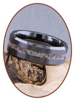 Tungsten Carbide Wolfram &#039;Satin Black&#039; Design  Asche Ring - RB048TB