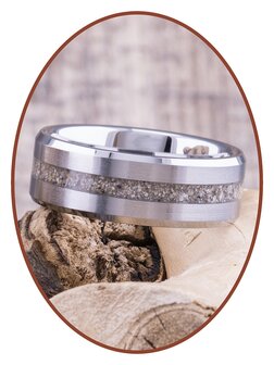 Tungsten Carbide Design Herren  Asche Gedenk Ring mit Satinfront - RB048HT