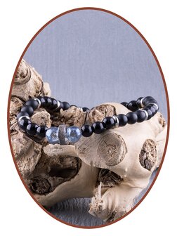 JB Memorials Frosted/Polished Agate-Cracked Glass Stone-Asche-Armband - KHA027