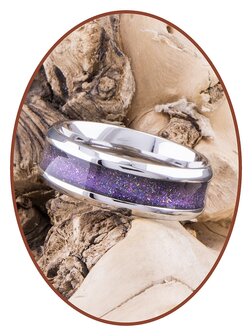JB Memorials Edelstahl Design Unisex Asche Ring &#039;Bright Violet&#039; - CRA010