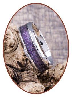 JB Memorials Edelstahl Design Unisex Asche Ring &#039;Bright Violet&#039; - CRA010