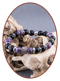 JB Memorials Assembled Synthetic Charoite and Pyrite Beads-Asche-Armband - KHA035