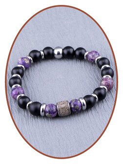 JB Memorials Assembled Synthetic Charoite and Pyrite Beads-Asche-Armband - KHA035