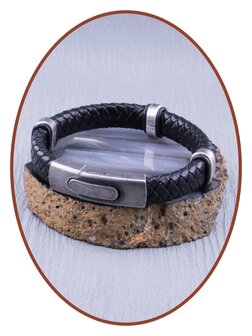 JB Memorials Edelstahl Vintage Leder Herren Asche Armband - VAS004RETRO2