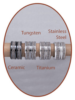 Teils Sichtbare Asche Ring 6/8mm breit - JCRA006-4M2B