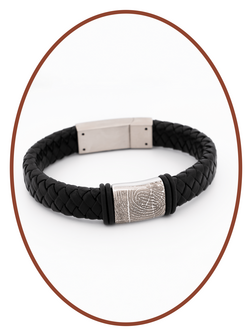 Edelstahl Leder Fingerabdruck Asche Armband - ASB050-Z