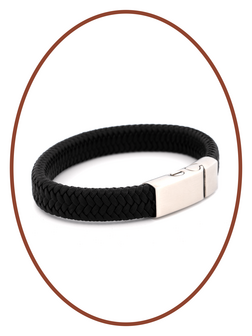 Edelstahl Leder Asche Armband 14mm - ASB041-A