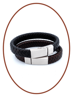 Edelstahl Leder Vintage Asche Armband 13mm - ASB024L-A