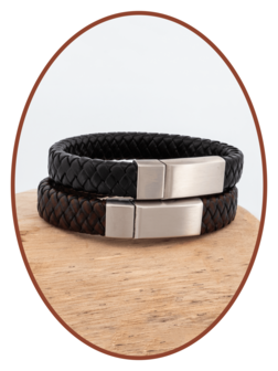 Edelstahl Leder Vintage Asche Armband 13mm - ASB024L-A