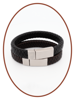 Edelstahl Leder Vintage Asche Armband 13mm - ASB024L-A
