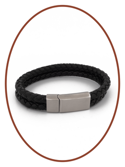 Edelstahl Leder Vintage Asche Armband - ASB029N