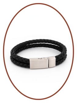 Edelstahl Leder Vintage Asche Armband - ASB029N