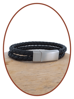 Edelstahl Leder Vintage Asche Armband - ASB029N