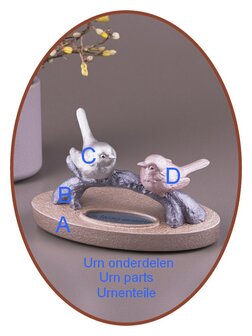 Mini Asche (Duo) Urne 'V&ouml;gel auf einem Baumstamm' - HMP691